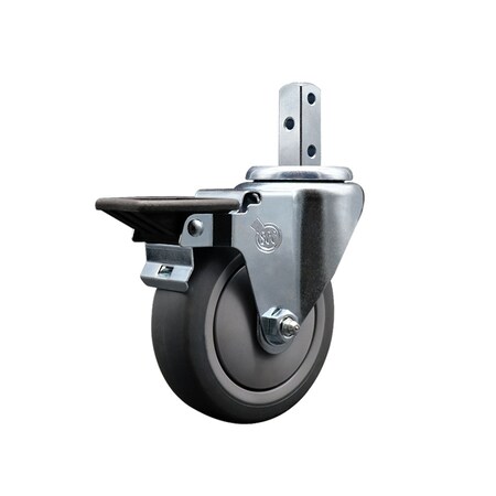 Service Caster 4'' Thermoplastic Rubber Wheel Swivel 7/8'' Square Stem Caster with Brake SCC-SQ20S414-TPRB-PLB-78